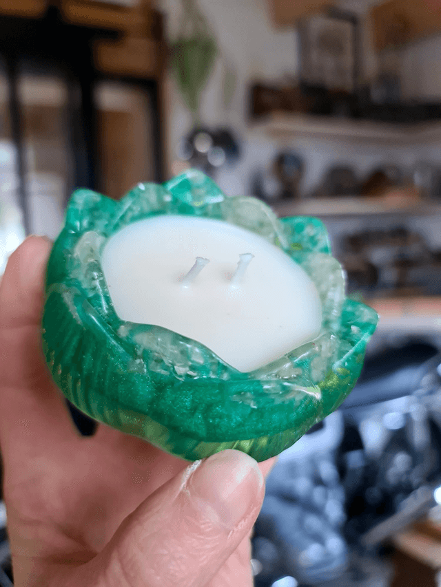Bougie fleur de lotus verte