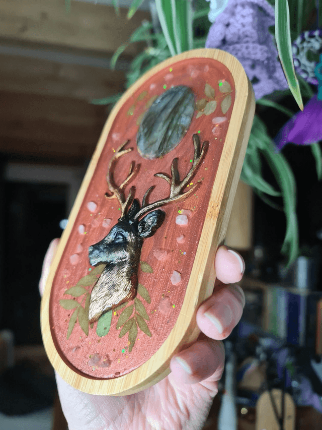 Cadre Cerf brun Labradorite 