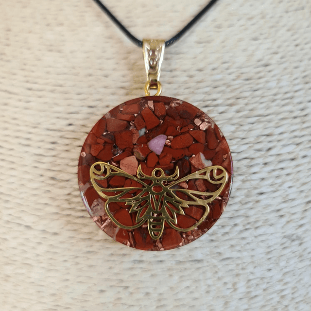 Amulette Papillon Jaspe rouge