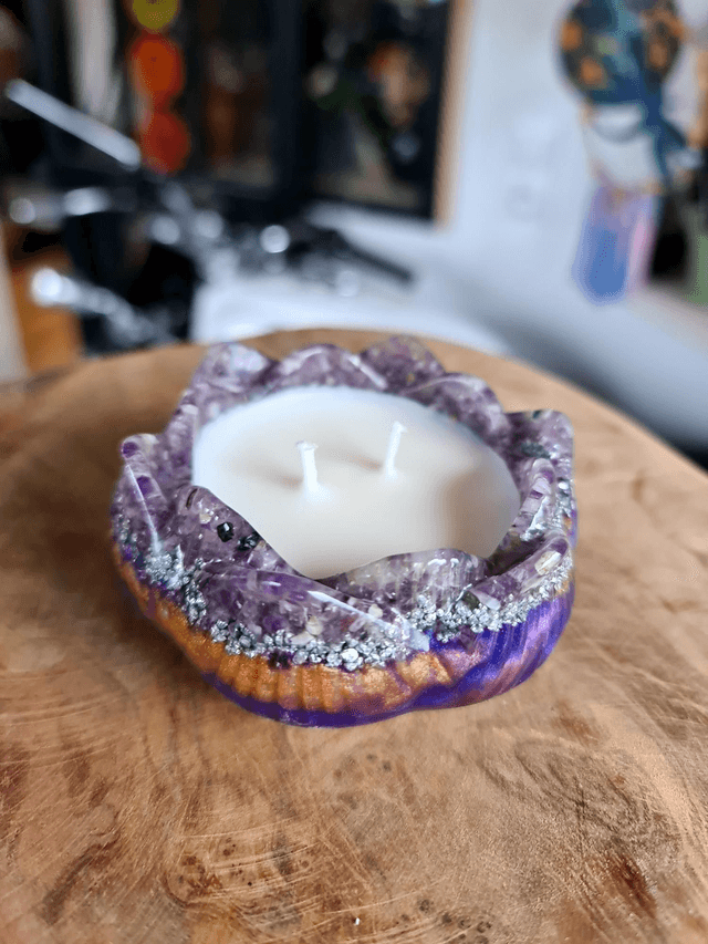 Bougie fleur de lotus violette