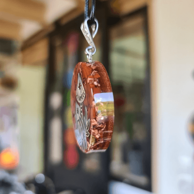Amulette Champignon Jaspe rouge