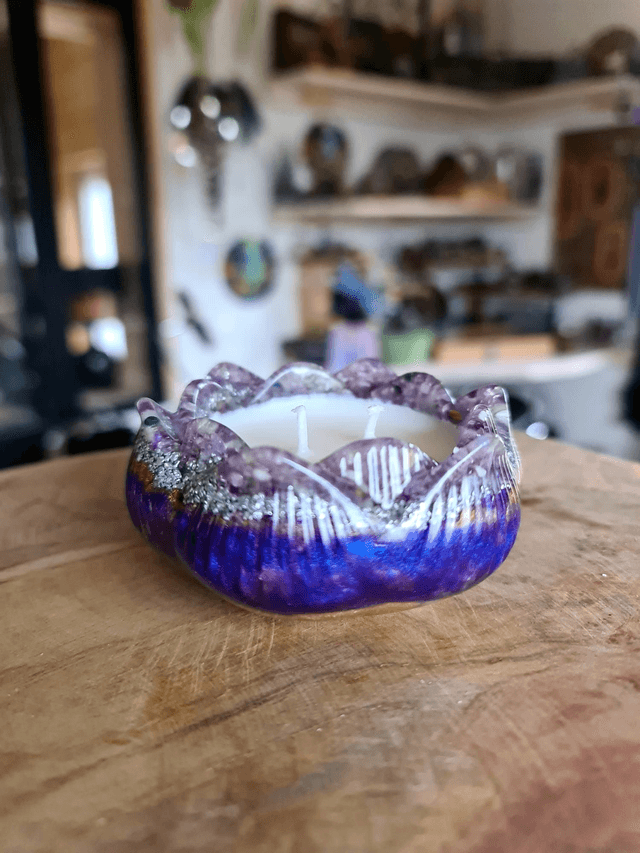 Bougie fleur de lotus violette