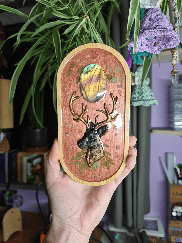 Cadre Cerf brun Labradorite 