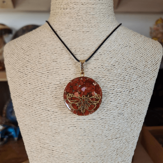 Amulette Papillon Jaspe rouge