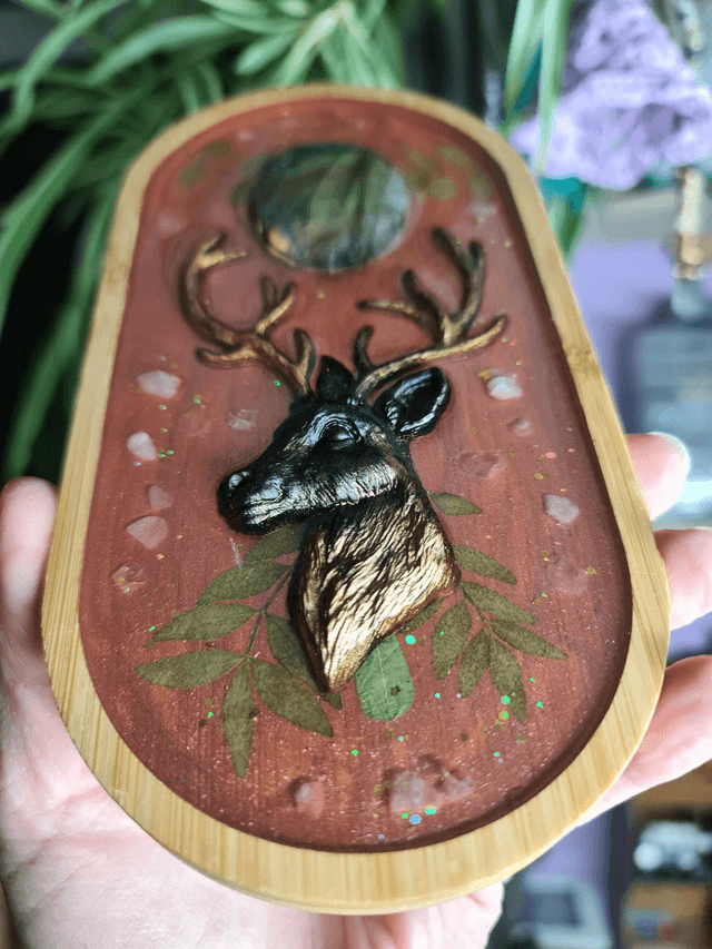 Cadre Cerf brun Labradorite 