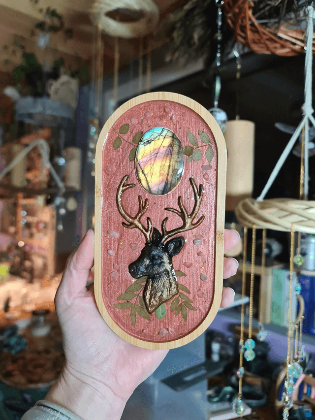 Cadre Cerf brun Labradorite 