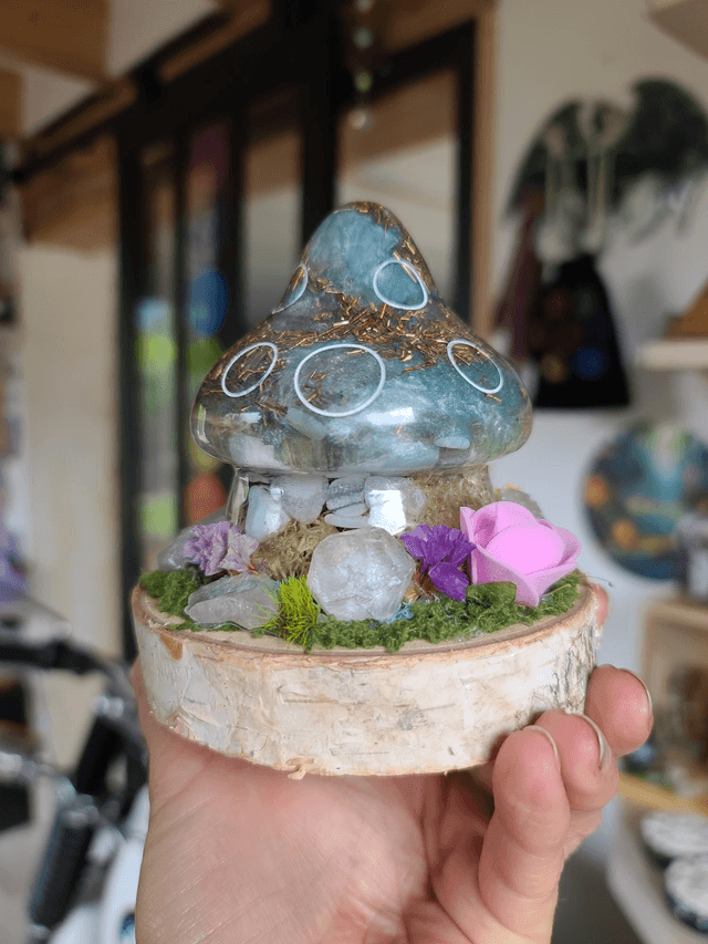 Maison champignon orgonite douce expression