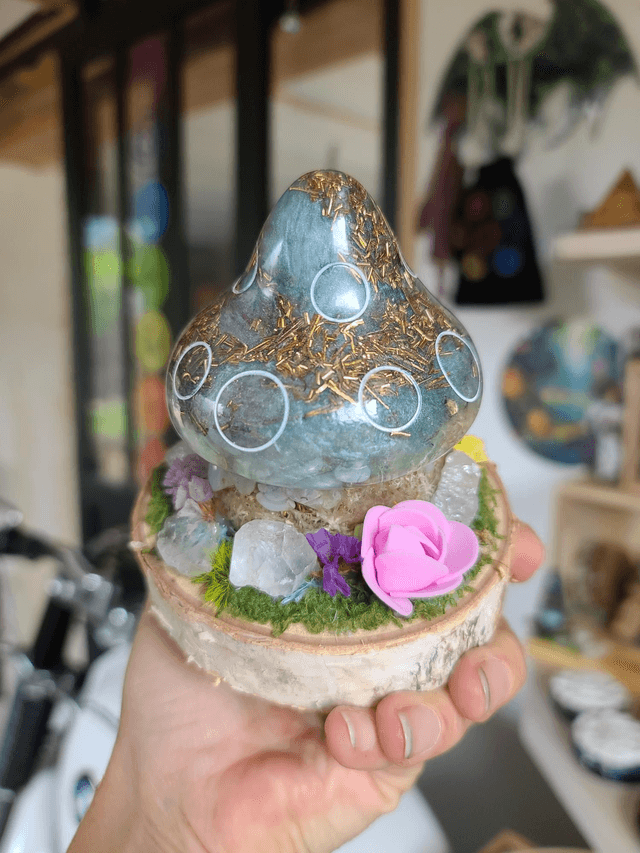 Maison champignon orgonite douce expression