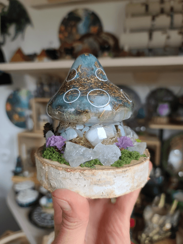 Maison champignon orgonite douce expression