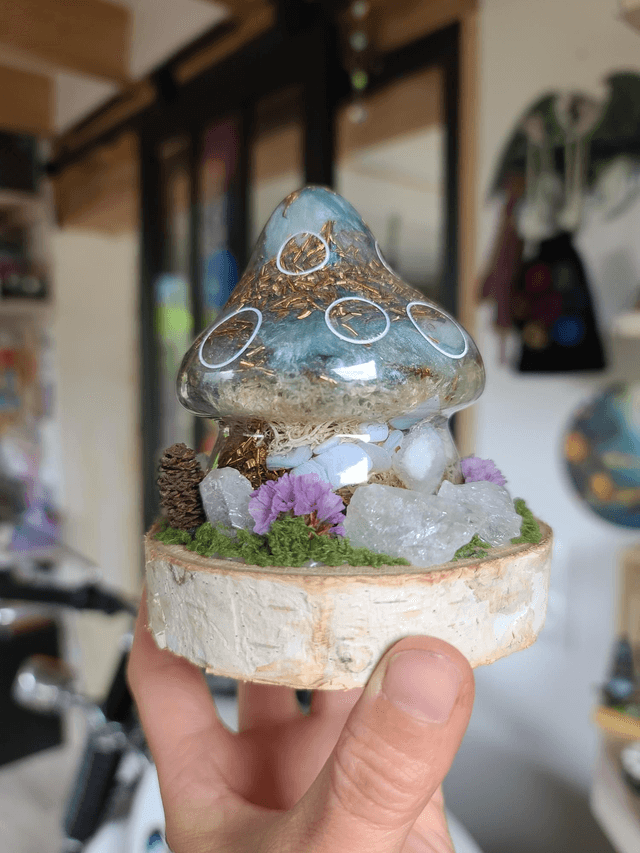 Maison champignon orgonite douce expression